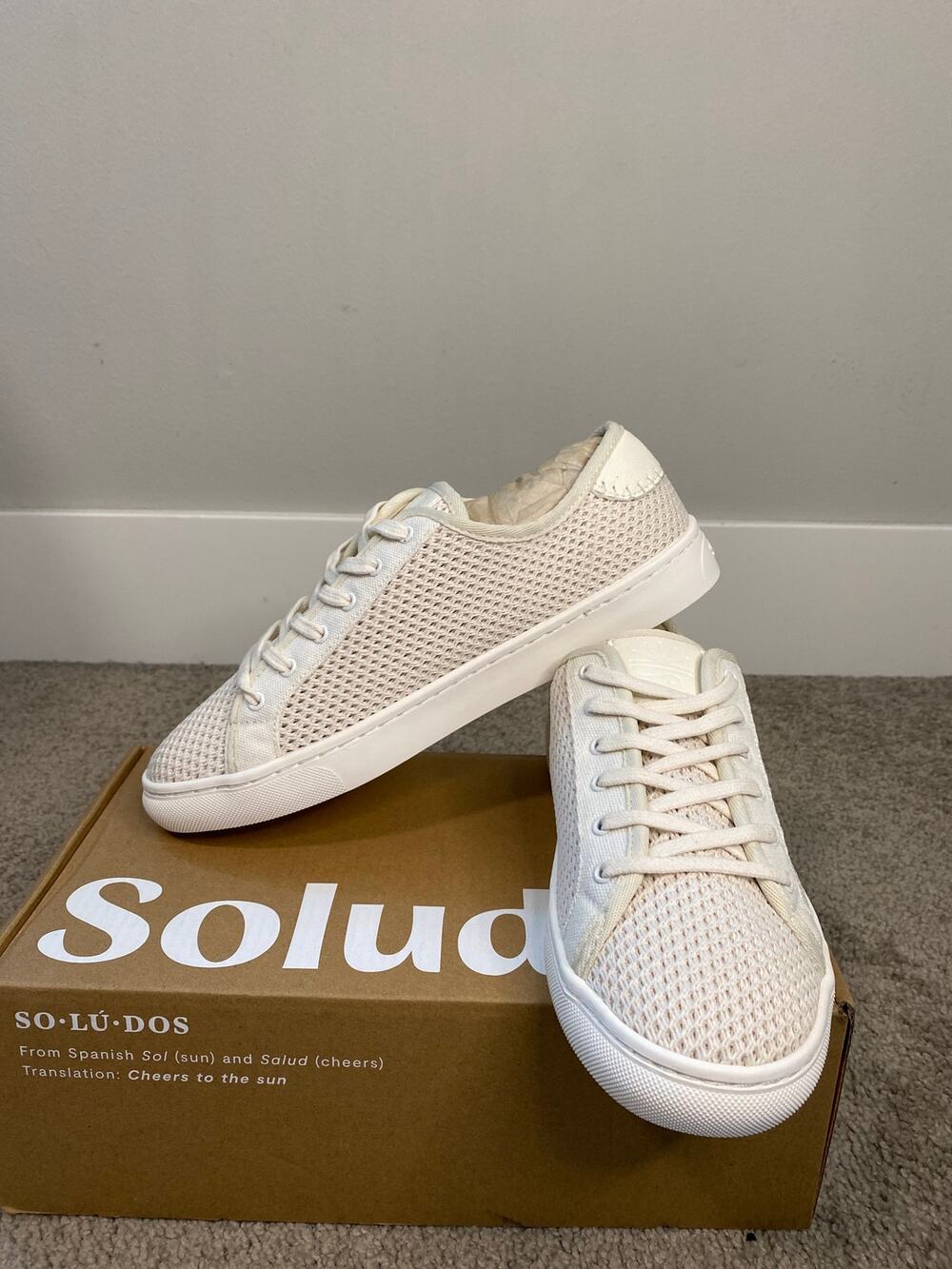 New Soludos Ibiza Oasis White Canvas Sneakers Women’s Size 8